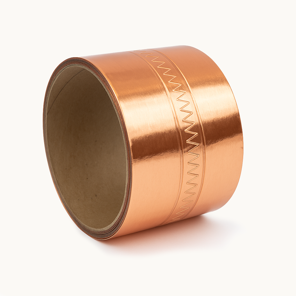Copper tape roll on a white background