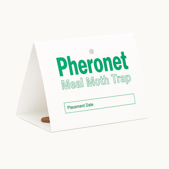 Pheronet Meal Moth Trap folded and ready for use on a light background.