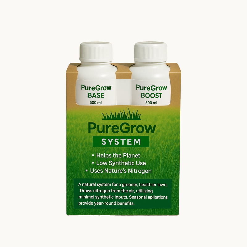PlantPro PureGrow Lawn Care System Base and Boost bottles